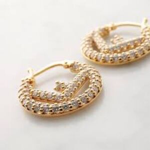 Elegant Gold and cubic Z petite f letter Hoop Earrings